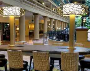 business table ideal for coworking or remote work at Embassy Suites by Hilton Los Angeles International Airport South.