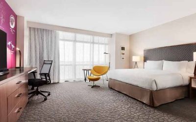spacious delux king room with TV, work desk and lots of natural light at Hilton Garden Inn Boulder.