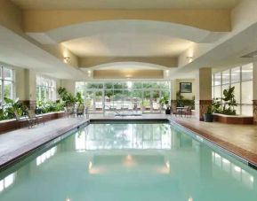 Relaxing indoor swimming pool at the Embassy Suites by Hilton Charleston Airport Convention Center.