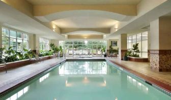 Relaxing indoor swimming pool at the Embassy Suites by Hilton Charleston Airport Convention Center.