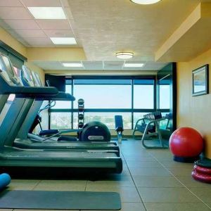 fully equipped fitness center at DoubleTree by Hilton Hotel Santa Fe.