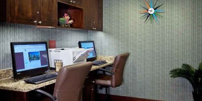 dedicated workspace and business center at DoubleTree by Hilton Hotel Santa Fe.