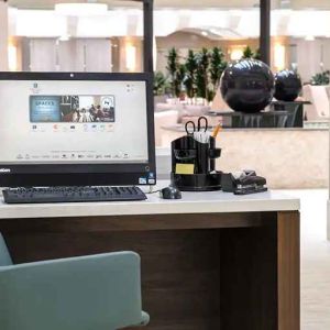 Dedicated workspace and business center at Embassy Suites by Hilton Seattle Tacoma International Airport.