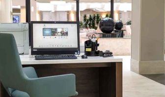 Dedicated workspace and business center at Embassy Suites by Hilton Seattle Tacoma International Airport.