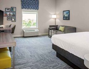 spacious delux king room with TV, work desk and lots of natural light at Hampton Inn Cranbury.