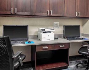 dedicated business center with printers, internet, and work desks at Hampton Inn Cranbury.