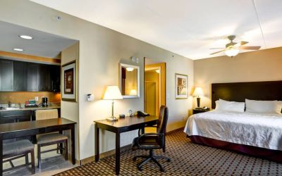 King suite with kitchenette and working station at the Homewood Suites by Hilton Bel Air.