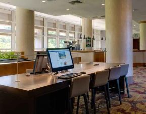 Workstation in a hotel lobby at the DoubleTree by Hilton Tulsa - Warren Place.