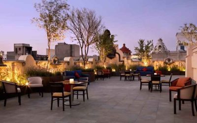 Beautiful outdoor terrace overlooking the historical center at the Hampton Inn & Suites Mexico City - Centro Historico.