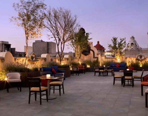 Beautiful outdoor terrace overlooking the historical center at the Hampton Inn & Suites Mexico City - Centro Historico.