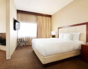 King bedroom with window at the DoubleTree Suites by Hilton Cincinnati-Blue Ash.