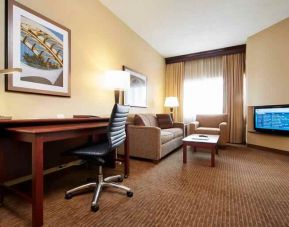 Working station in a hotel room at the DoubleTree Suites by Hilton Cincinnati-Blue Ash.