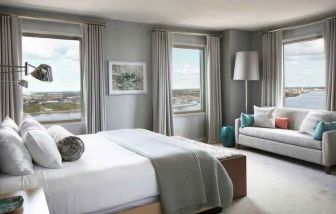 Bright king suite with view at the Hilton Philadelphia at Penn's Landing.