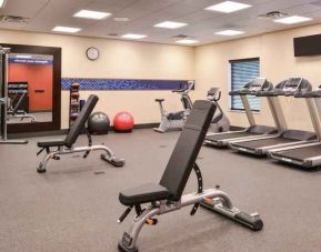 Fully equipped fitness center at the Hampton Inn & Suites St. Paul Oakdale/Woodbury by Hilton.