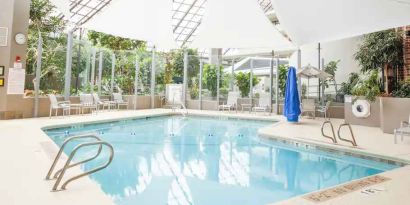 Beautiful and bright indoor pool at the DoubleTree by Hilton Rochester.