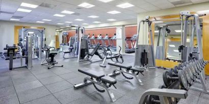 Fully equipped fitness center at the DoubleTree by Hilton Washington DC - Crystal City.