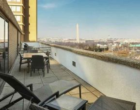 Hotel terrace overlooking the city at the DoubleTree by Hilton Washington DC - Crystal City.