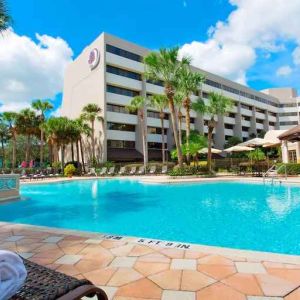 Relaxing outdoor pool at the DoubleTree Suites by Hilton Orlando - Disney Springs Area.