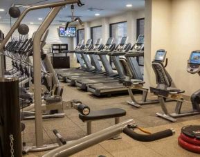 Fully equipped fitness center at the DoubleTree by Hilton Pittsburgh Green Tree.