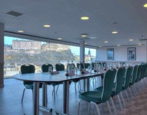 Beautiful meeting room overlooking the city center at the DoubleTree by Hilton Edinburgh City Centre.