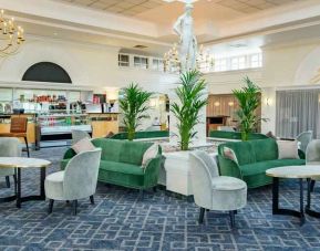 Elegant lobby workspace with lounges at the Hilton Northampton.