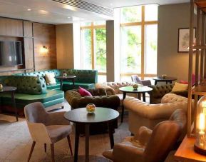 Comfortable lobby workspace at the Hilton Garden Inn Birmingham Brindleyplace.