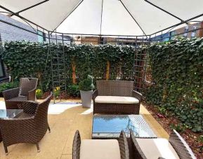 Outdoor patio perfect for co-working at the DoubleTree by Hilton London Angel Kings Cross.