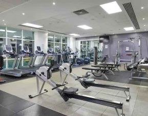 Fully equipped fitness center at the DoubleTree by Hilton Dartford Bridge.