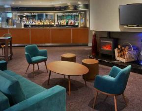Comfortable lobby workspace at the DoubleTree by Hilton Manchester Airport.