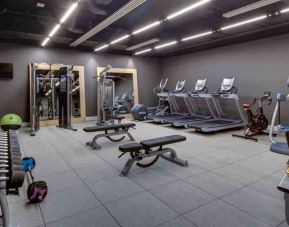 Fully equipped fitness center at the Hilton Bournemouth.