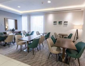 Comfortable lobby workspace at the Hampton by Hilton Bournemouth.