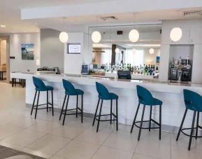 Co-working space along the bar area at the Hampton by Hilton Bournemouth.