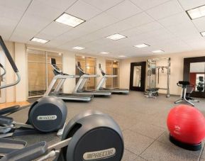 Fully equipped gym with treadmills, elipticals and weight machine at the Homewood Suite by Hilton Atlanta Perimeter.