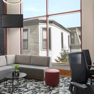 Dedicated business center with PC, internet, and work desks at Homewood Suites by Hilton University City Philadelphia, PA.
