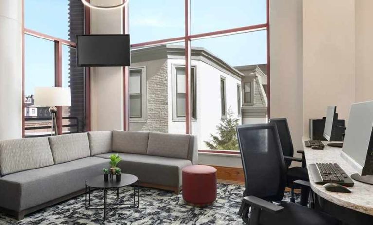 Dedicated business center with PC, internet, and work desks at Homewood Suites by Hilton University City Philadelphia, PA.