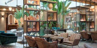 Seating area perfect as workspace at the DoubleTree by Hilton Rome Monti.