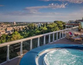 Beautiful terrace with jacuzzi overlooking the city at the Rome Cavalieri, A Waldorf Astoria Hotel.