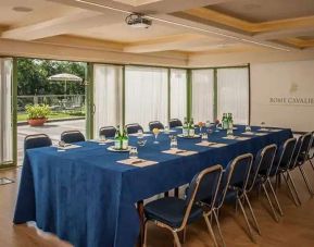 Meeting room overlooking the garden at the Rome Cavalieri, A Waldorf Astoria Hotel.