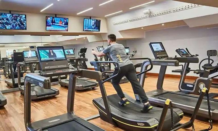 Fully equipped fitness center at the Rome Cavalieri, A Waldorf Astoria Hotel.