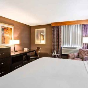 Spacious king room with TV and work desk at DoubleTree by Hilton Hotel Downtown Wilmington - Legal District.