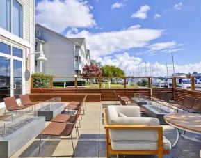beautiful outdoor terrace with waterview ideal as coworking space at Homewood Suites by Hilton Oakland-Waterfront.