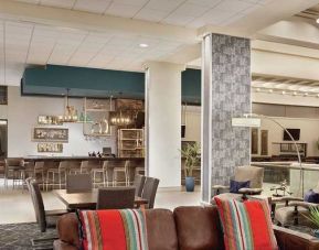 spacious lobby lounge and coworking space at DoubleTree by Hilton Hotel Albuquerque.