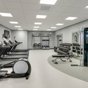 fitness center well equipped for all exercise types at Hampton Inn Irvine Spectrum Lake Forest.