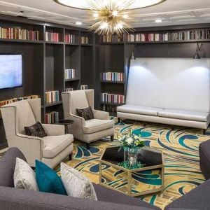 Lobby and coworking space at DoubleTree by Hilton Hotel Wilmington.