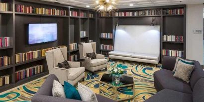 Lobby and coworking space at DoubleTree by Hilton Hotel Wilmington.