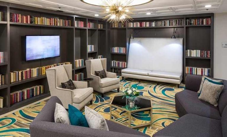 Lobby and coworking space at DoubleTree by Hilton Hotel Wilmington.