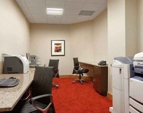 dedicated business center with work desk, PC, internet, and printers at Hilton Rosemont/Chicago O'Hare.