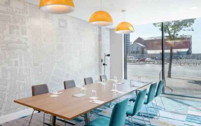 Bright meeting room at the Hampton by Hilton Belfast City Centre.