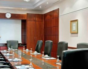 Meeting room with comfortable chairs at the Hilton Mainz City.