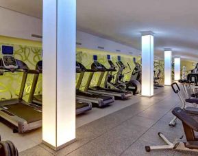 Fitness center with treadmills at the Hilton Garden Inn Frankfurt Airport.